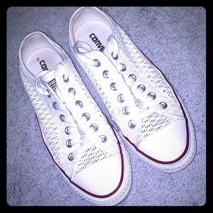 White lace converse size 8
